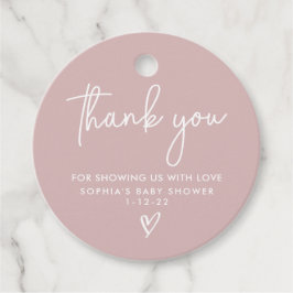 Dusty Pink Minimalistisch Modern Boho Babydusche Geschenkanhänger