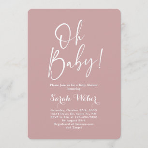 Dusty Pink minimalistisch moderne Babydusche Mädch Einladung