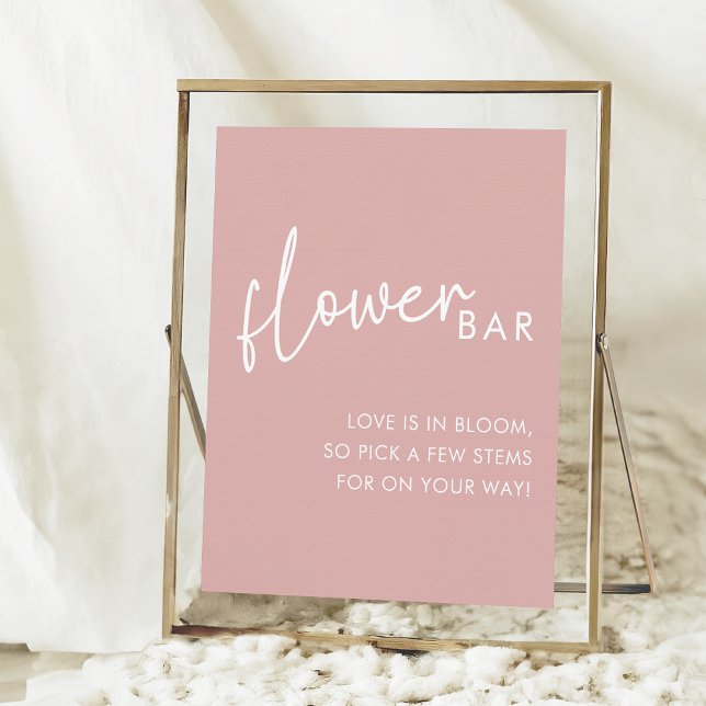 Dusty Pink Minimalistisch Script Blume Bar Poster (Von Creator hochgeladen)