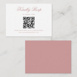 Dusty Pink Minimalistische Script Hochzeit QR Code Begleitkarte