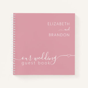 Dusty Pink Modern Minimal Wedding Gästebuch Notizbuch