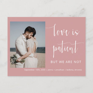Dusty Pink Moderne Minimal Script Foto Elopement Postkarte