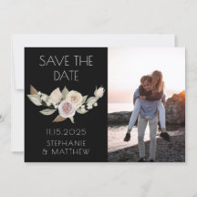 Dusty Pink Peach Botanical Foto Black Wedding