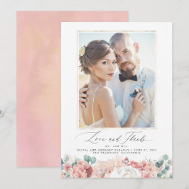 Dusty Pink Peach Floral Wedding Vielen Dank Einladung