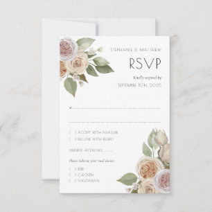 Dusty Pink Peach Rose Botanische Hochzeit RSVP Karte