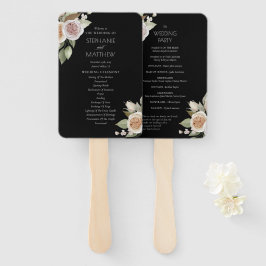Dusty Pink Peach Rose Floral Black Wedding Program Fächer