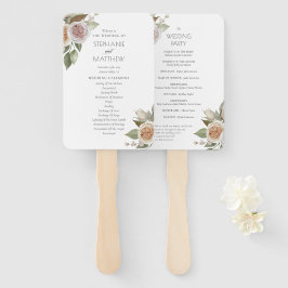 Dusty Pink Peach Rose Floral Wedding Programm Fächer