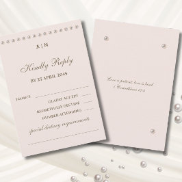 Dusty Pink Pearl Christian Wedding RSVP Card Karte