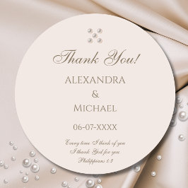 Dusty Pink Pearl Christian Wedding Thank You Runder Aufkleber