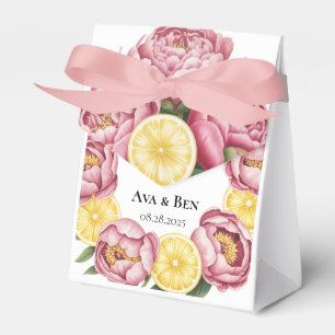 Dusty Pink Peonies and Lemon Wedding Geschenkschachtel