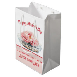 Dusty Pink Peony Mother Day Mittlere Geschenktüte