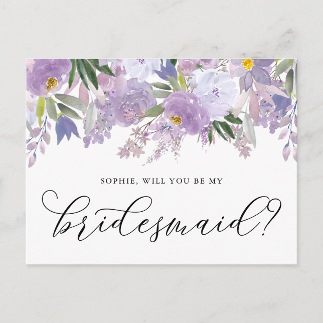 Dusty Pink Peony werden Sie meine Bridesmaid Card  Postkarte (Vorderseite)