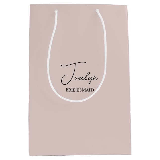 Dusty Pink Personalisiert Wedding Party Name Gift Mittlere Geschenktüte (Vorderseite)