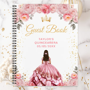Dusty Pink Princess Quinceañera Gästebuch Notizbuch