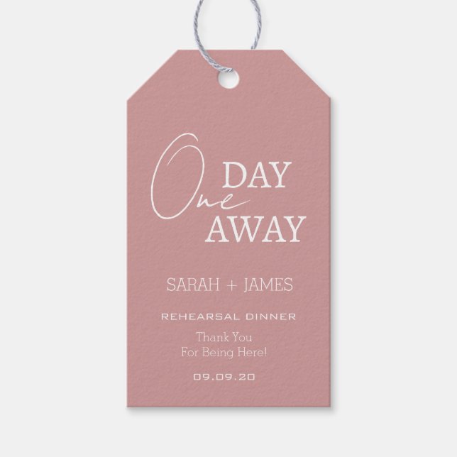 Dusty Pink Probe Dinner Hochzeit Vielen Dank Geschenkanhänger (Vorderseite)