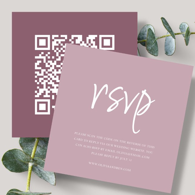 Dusty Pink | QR-Code | HochzeitsrSVP Begleitkarte (Von Creator hochgeladen)
