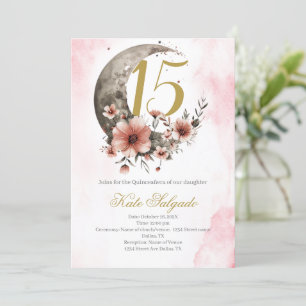 Dusty Pink Quinceanera Einladung