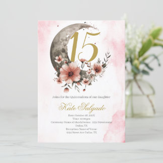 Dusty Pink Quinceanera Einladung