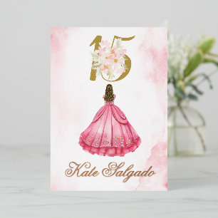 Dusty Pink Quinceanera Einladung