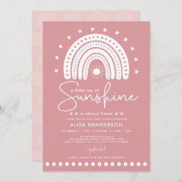 Dusty Pink Ray of Sunshine Boho Girl Baby Shower Einladung