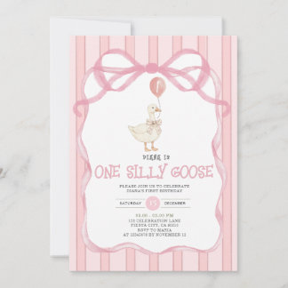 Dusty Pink Ribbon Gingham Eine Alberne Gans Einladung