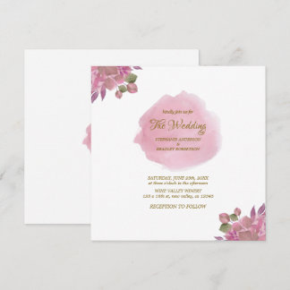 Dusty Pink Romantic Floral Elegant Wedding Einladung