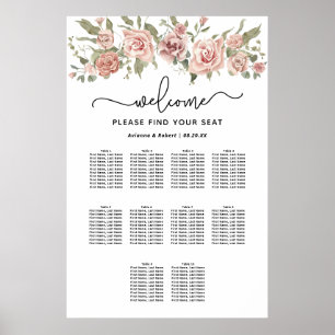Dusty Pink Rose 10-Tisch Hochzeitstabelle Poster