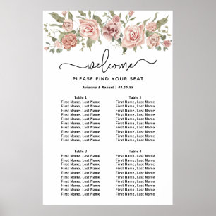 Dusty Pink Rose 4-Tisch Hochzeitstabelle Poster