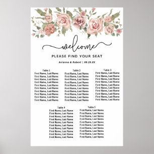 Dusty Pink Rose 5-Tisch Hochzeitstabelle Poster