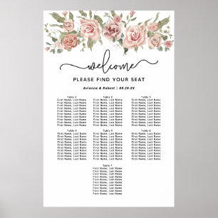 Dusty Pink Rose 7-Tisch Hochzeitstabelle Poster