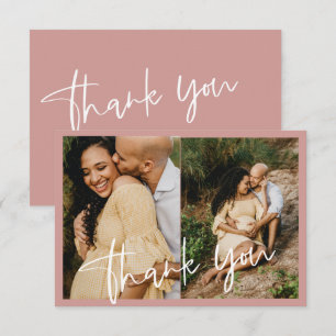 Dusty Pink/Rose Baby Dusche Foto Dankeskarte