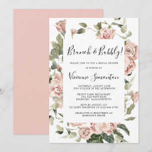 Dusty Pink Rose Blumenbrunch und Bubbly Einladung