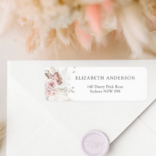 Dusty Pink Rose Blush Floral Return Address Label