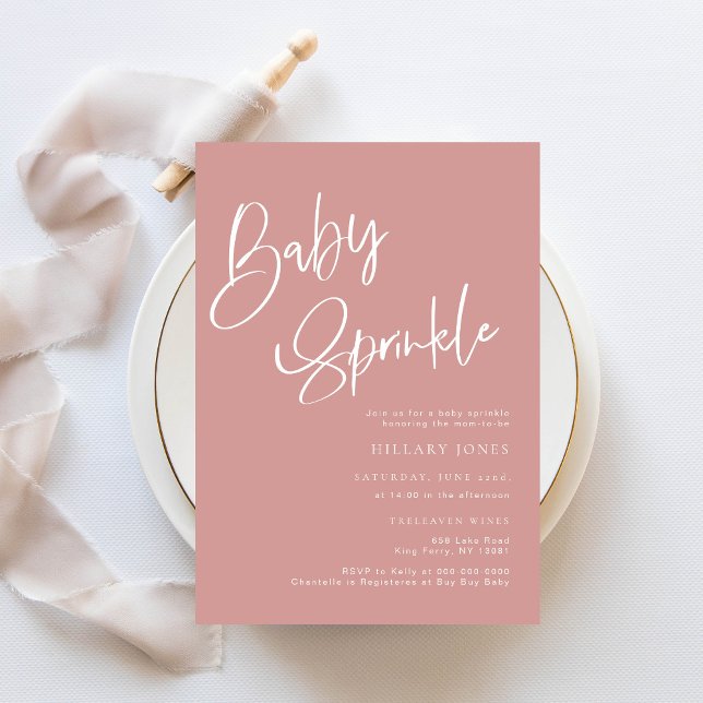 Dusty Pink/Rose Bohemisch Baby Sprinkle Einladung (Rose pink baby sprinkle invitation)