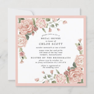 Dusty Pink Rose Brautparty Einladung