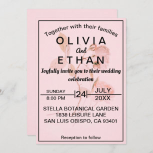 Dusty Pink Rose Chic Summer Floral Wedding Einladung
