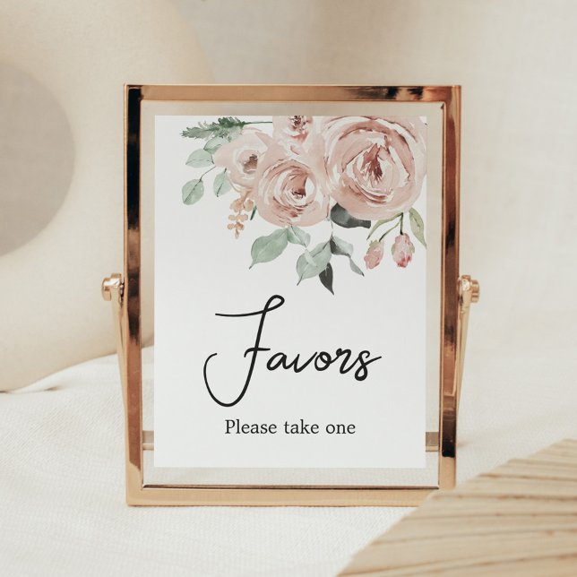 Dusty Pink Rose Es ist eine Girl Baby Duwer Favors Poster (It's a Girl Dusty Pink Rose Baby Shower Favors Sign)