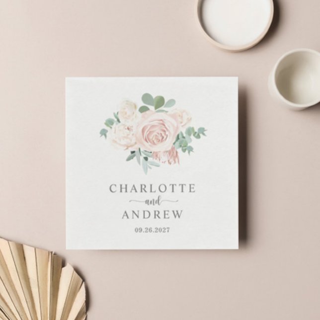 Dusty Pink Rose Eukalyptus Greenerity Wedding Serviette (Von Creator hochgeladen)