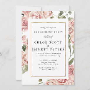 Dusty Pink Rose Floral Gold Partner Einladung