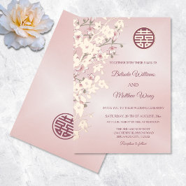 Dusty Pink Rose Gold FOIL Chinesische Hochzeit Folieneinladung