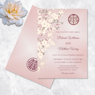 Dusty Pink Rose Gold FOIL Chinesische Hochzeit Folieneinladung