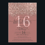 Dusty Pink Rose Gold Glitzer Confetti Sweet 16 Einladung<br><div class="desc">Das elegante, glamouröse und moderne 16 . Geburtstag Geburtstagsfest lädt zum zeitgenössischen und stilvollen Teenager ein. Es verfügt über ein Imitat gedruckt Rose Gold funkelnd Glitzer Konfetti gesprenkelt Farbe Block auf einem einfachen dunkelstaubigen Rose rosa Hintergrund mit einer großen Zahl "16" in einem passenden rosa goldfarben. Die Rückseite zeigt den...</div>