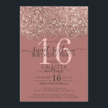 Dusty Pink Rose Gold Glitzer Confetti Sweet 16 Einladung<br><div class="desc">Das elegante, glamouröse und moderne 16 . Geburtstag Geburtstagsfest lädt zum zeitgenössischen und stilvollen Teenager ein. Es verfügt über ein Imitat gedruckt Rose Gold funkelnd Glitzer Konfetti gesprenkelt Farbe Block auf einem einfachen dunkelstaubigen Rose rosa Hintergrund mit einer großen Zahl "16" in einem passenden rosa goldfarben. Die Rückseite zeigt den...</div>