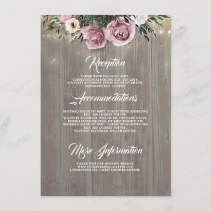 Dusty Pink Rose Rustic Country Wedding Details Begleitkarte