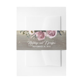 Dusty Pink Rose Rustic Country Wood Wedding Einladungsbanderole