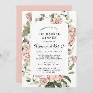 Dusty Pink Rose Rustikale Probe Abendessen Einladung
