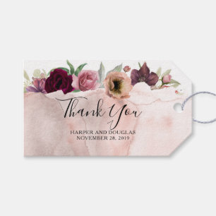 Dusty Pink Rose Watercolor Vintage Wedding Geschenkanhänger