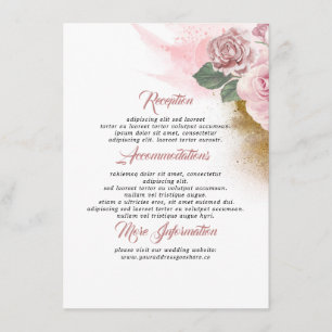 Dusty Pink Rose Wedding Information Guest Begleitkarte