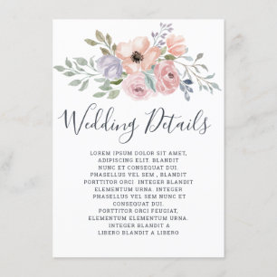 Dusty Pink Roses Einzelheiten zur Hochzeit in der Begleitkarte