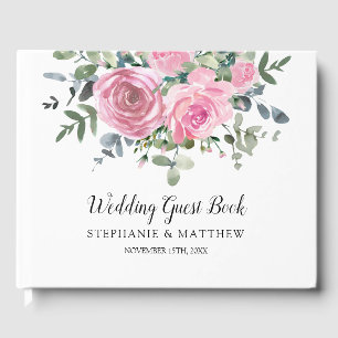 Dusty Pink Roses Eukalyptus Botanische Hochzeit Gästebuch
